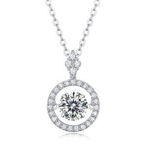 1-Carat Round Brilliant Cut Halo Shimmer Necklace GRA Lab Certified Moissanite